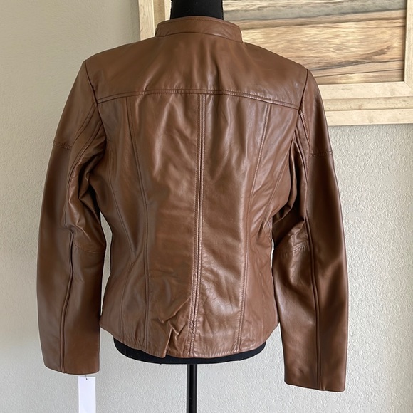 NWT Brown camel color Wilson leather jacket Size L. - Picture 2 of 11